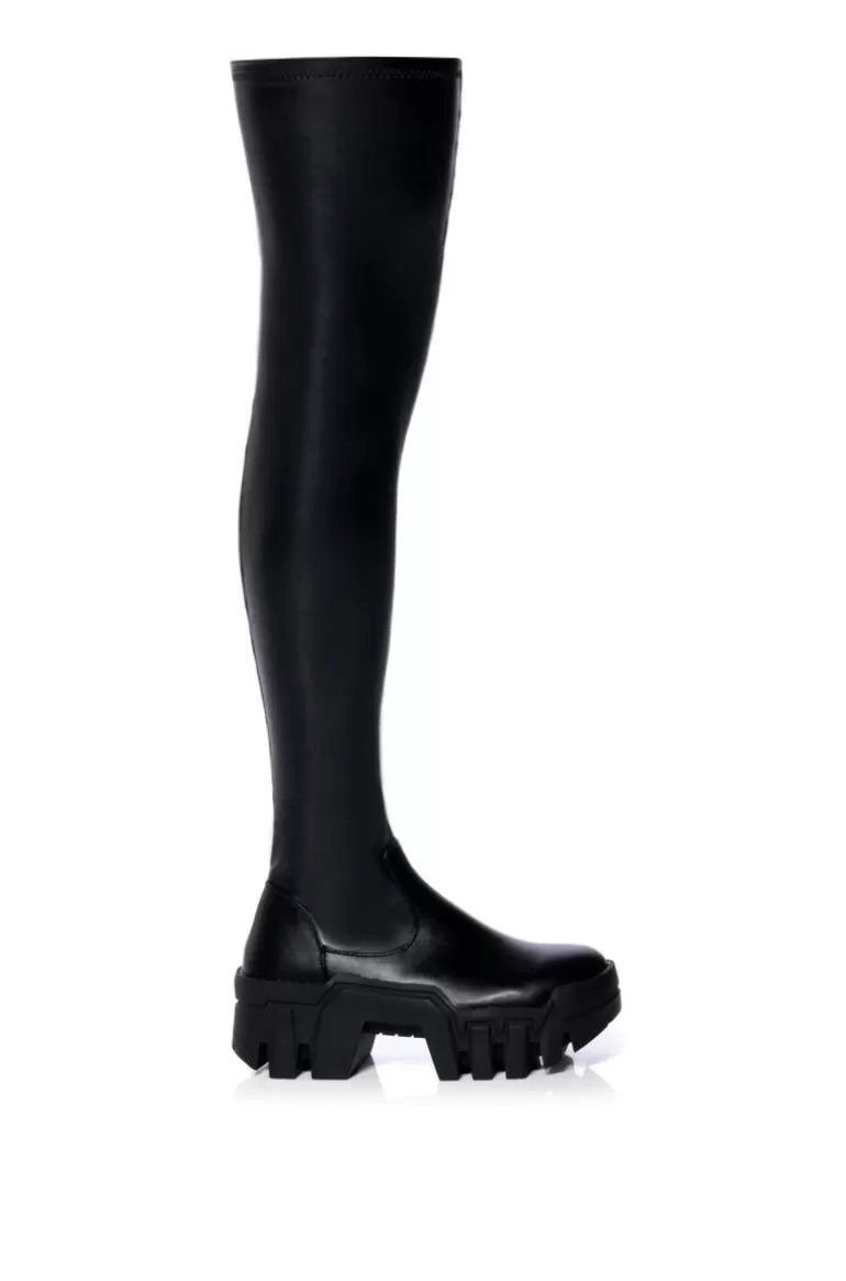 Women AZALEA WANG Favored- 4 Way Stretch Chunky Thigh High Boot