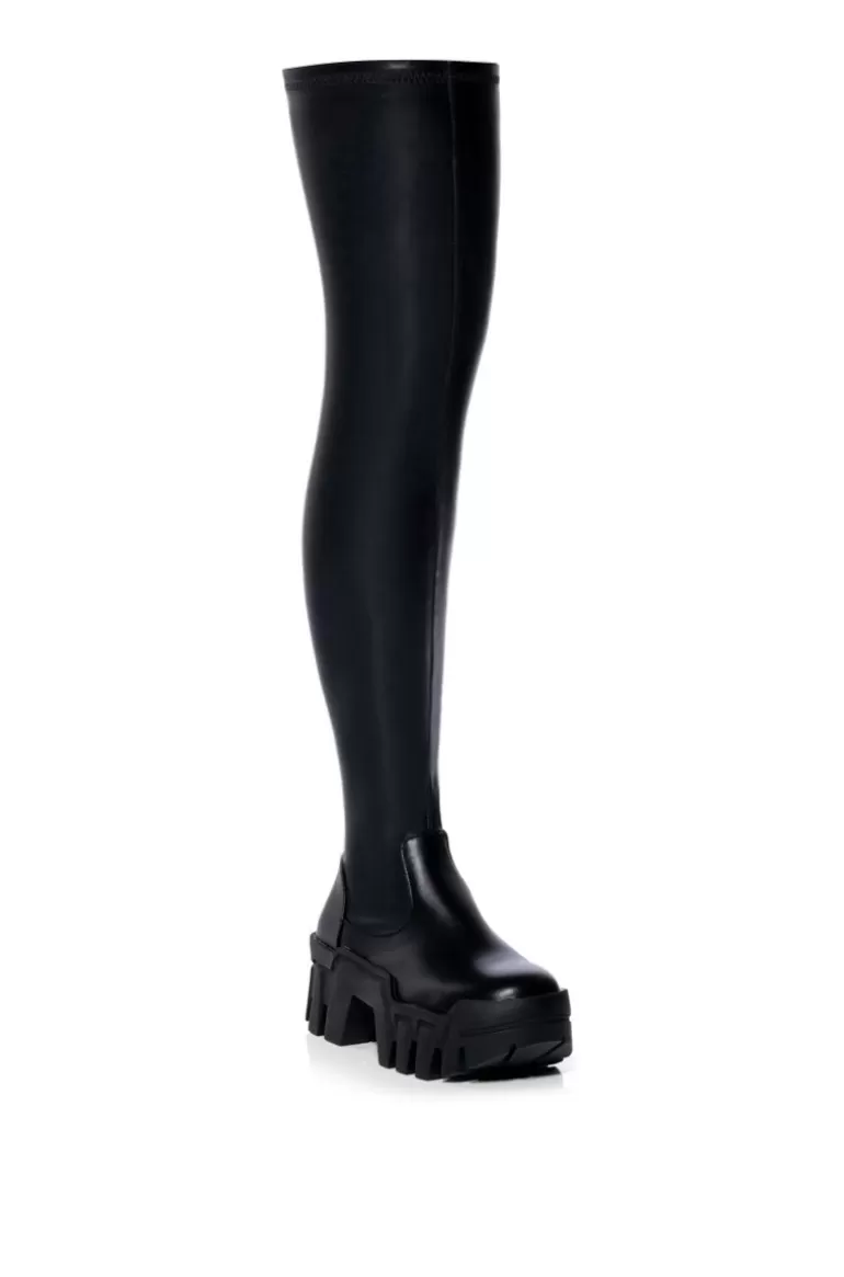 Women AZALEA WANG Favored- 4 Way Stretch Chunky Thigh High Boot
