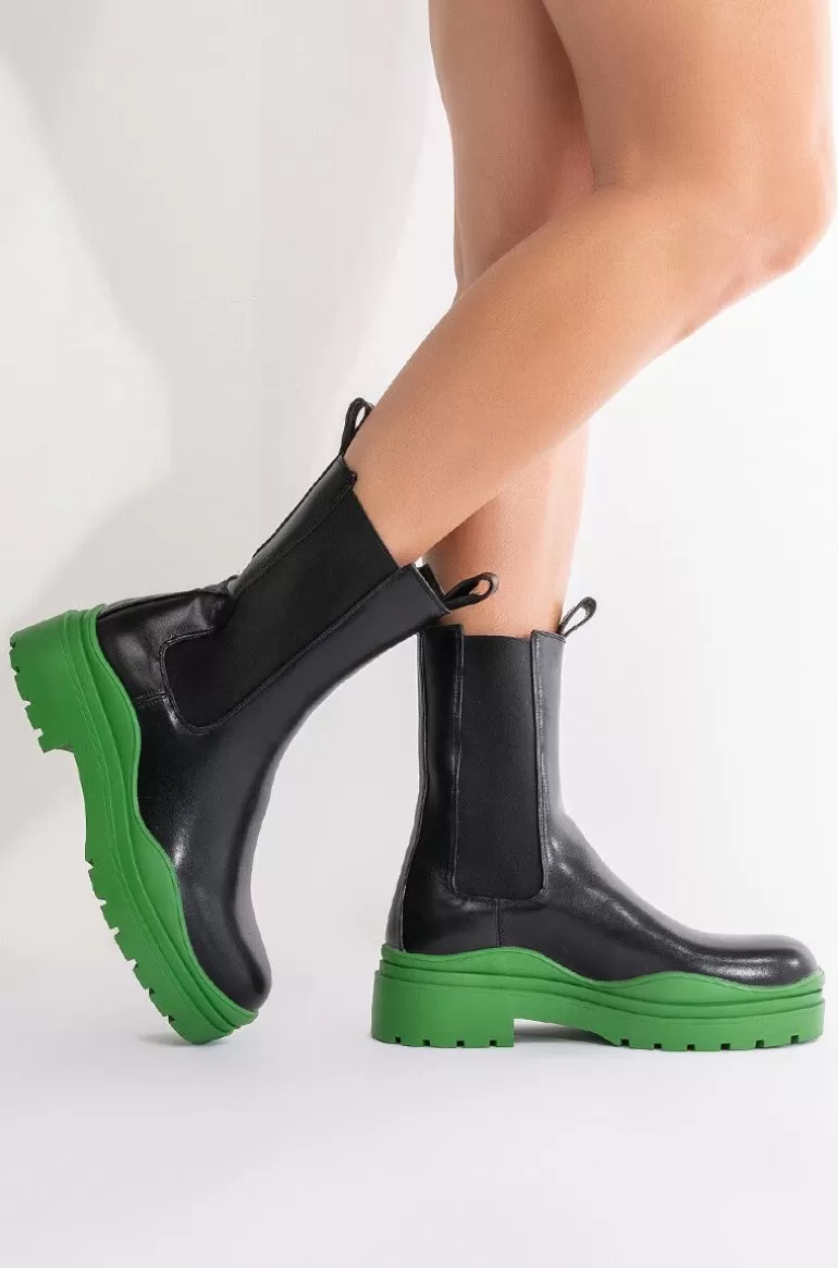 Women AZALEA WANG Ghosted Green Chelsea Boot