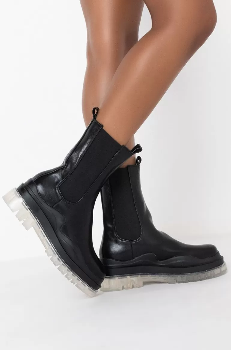 Women AZALEA WANG Ghosted-Clear Chelsea Boot