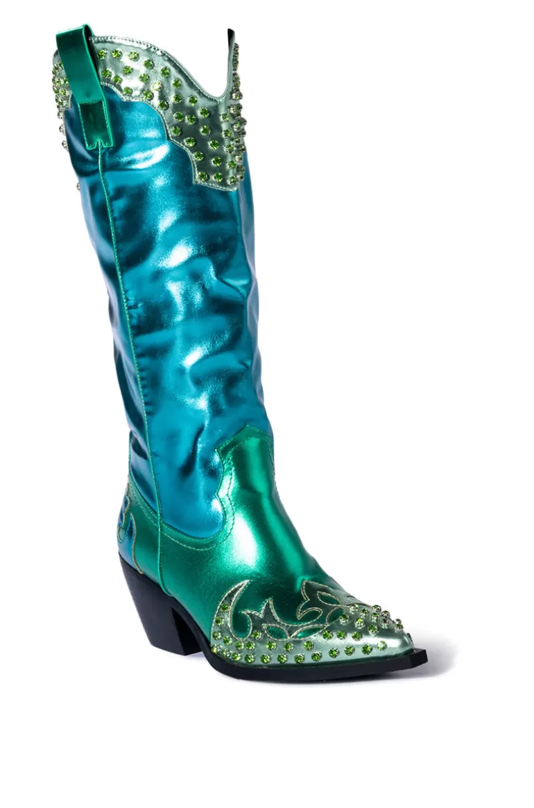 Women AZALEA WANG Knox- Multi Mixed Metallic Western Boot