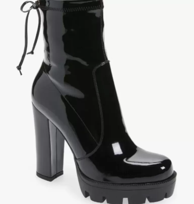 Women AZALEA WANG Rainy Patent Heeled Platform Bootie