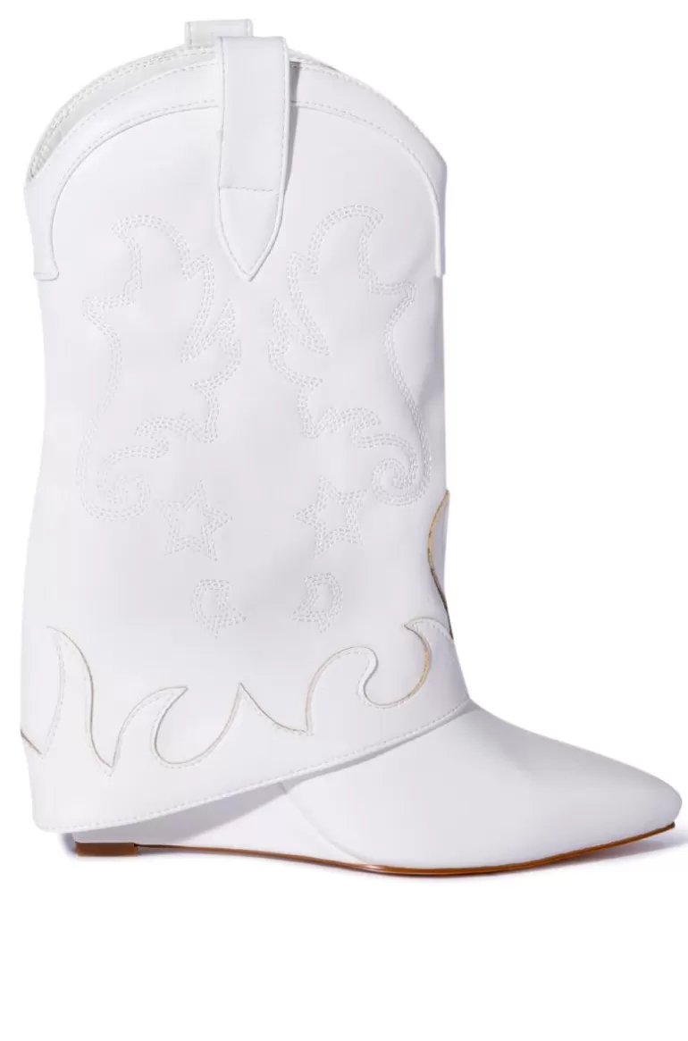 Women AZALEA WANG Sea- Fold-Over Wedge Western Bootie